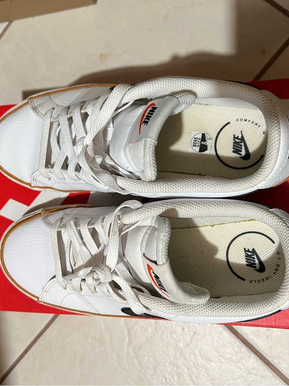 Nike Court Legacy Low-Top Sneakers with Black Swoosh and Brown Trim - Picture 2 of 5